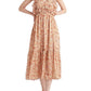 Black Tape Women's Printed Tie Back Ruffled Maxi Dress Orange Size X-Small
