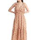 Black Tape Women's Printed Tie Back Ruffled Maxi Dress Orange Size X-Small