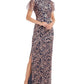 JS Collections Women's Flutter Sleeve Embroidered Gown Pink Size 10