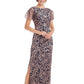 JS Collections Women's Flutter Sleeve Embroidered Gown Pink Size 10