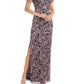 JS Collections Women's Flutter Sleeve Embroidered Gown Pink Size 10