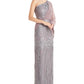 JS Collections Women's Amari One Shoulder Evening Gown Gray Size 14