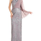 JS Collections Women's Amari One Shoulder Evening Gown Gray Size 16