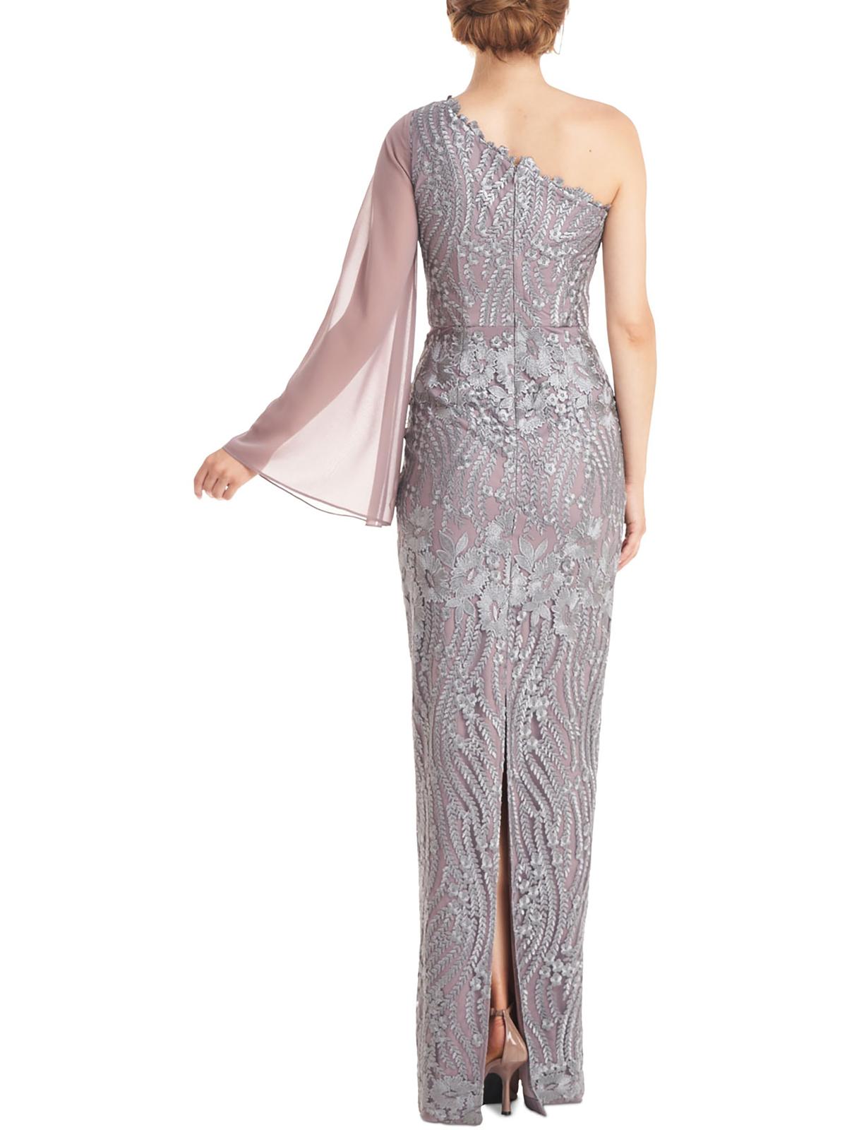 JS Collections Women's Amari One Shoulder Evening Gown Gray Size 16