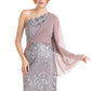 JS Collections Women's Amari One Shoulder Evening Gown Gray Size 16