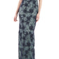 JS Collections Women's Sequin Floral Column Gown Blue Size 14