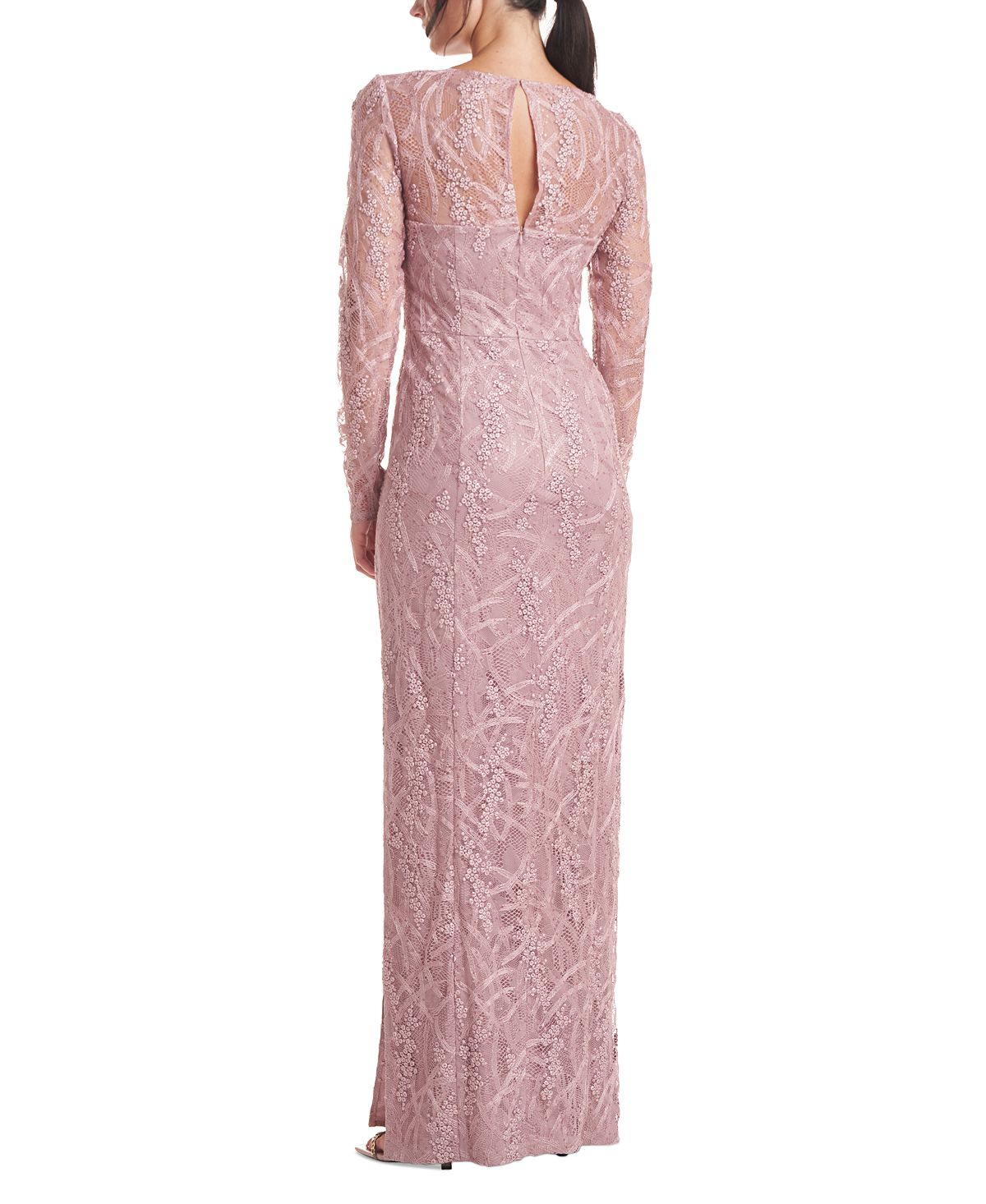 JS Collections Women's Giovanna Long Sleeve Column Evening Gown Pink Size 4