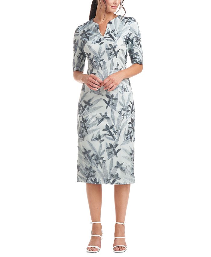 js-collections-womens-shae-embellished-v-neck-dress-gray-pink-size-4