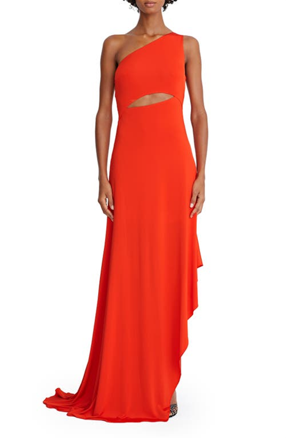 clara-jersey-cascade-slit-gown-in-vermillion