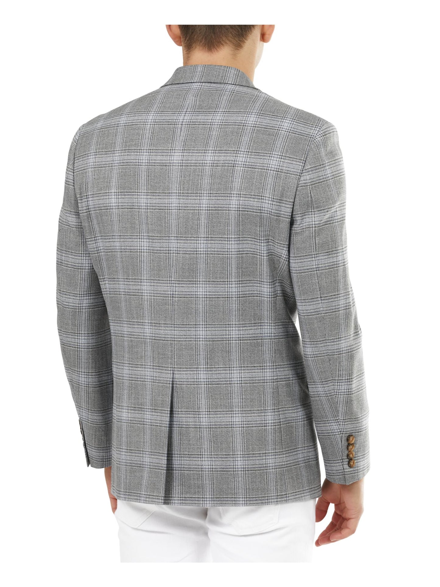 Ralph Lauren Men's Single Breasted Windowpane Plaid Classic Fit Wool Blend Sport Coat Gray Size 48