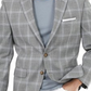 Ralph Lauren Men's Single Breasted Windowpane Plaid Classic Fit Wool Blend Sport Coat Gray Size 48