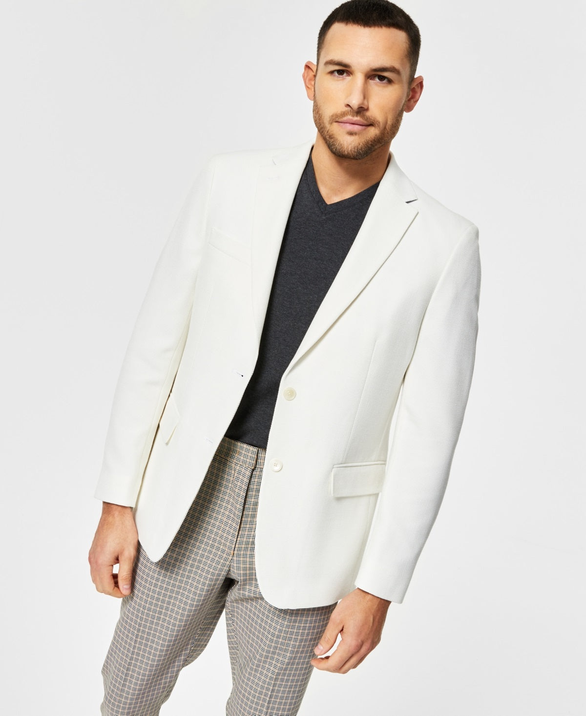 Tommy Hilfiger Men's Slim Fit Solid Weave Blazer White Size 44