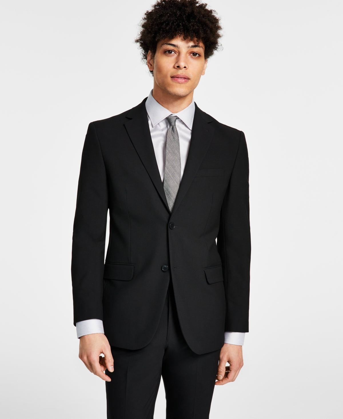 DKNY Men's Modern Fit Stretch Suit Jacket Black Size 38