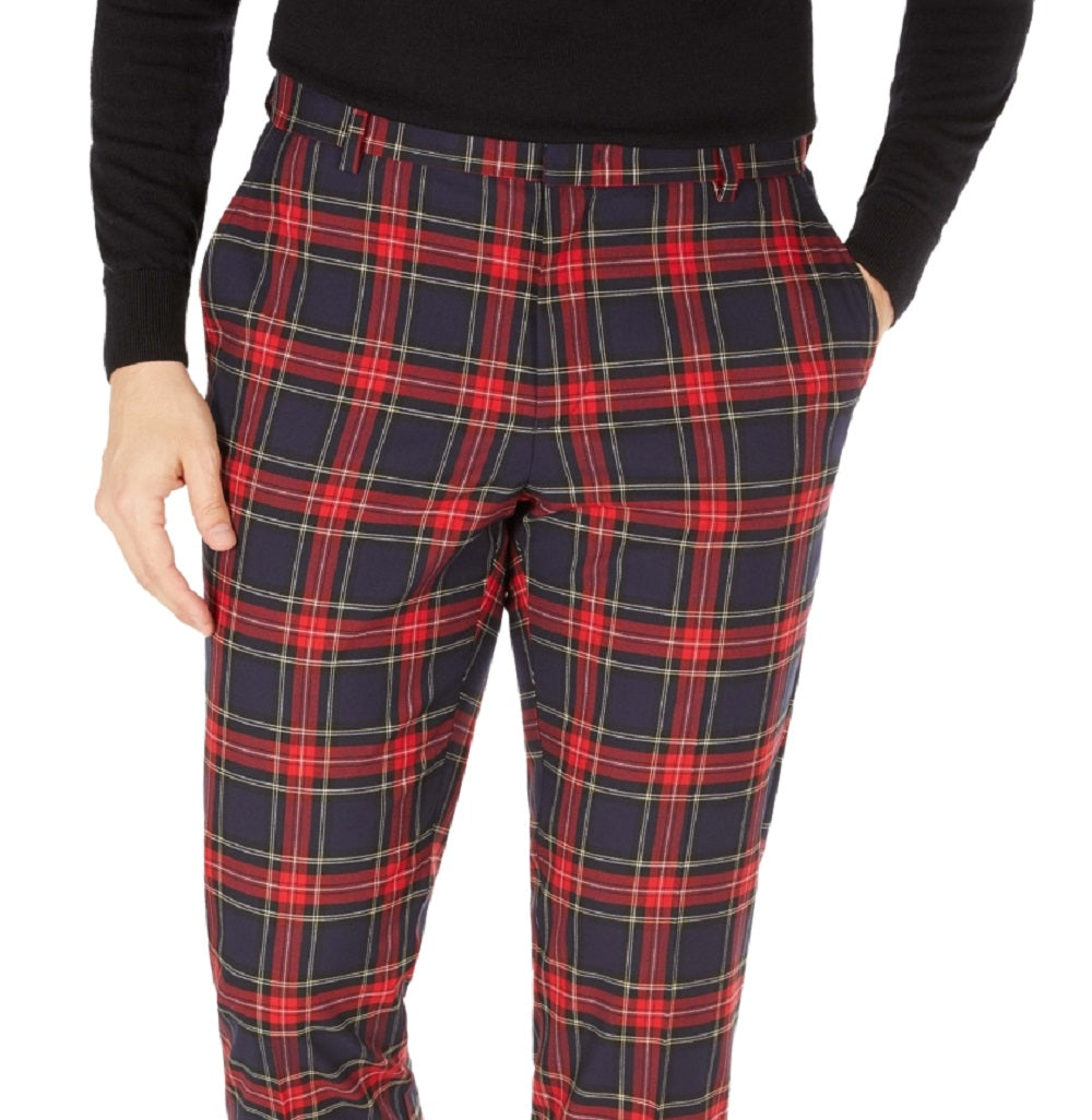Tommy Hilfiger Men's Modern Fit Th Flex Stretch Check Performance Pants Blue Size 32X32