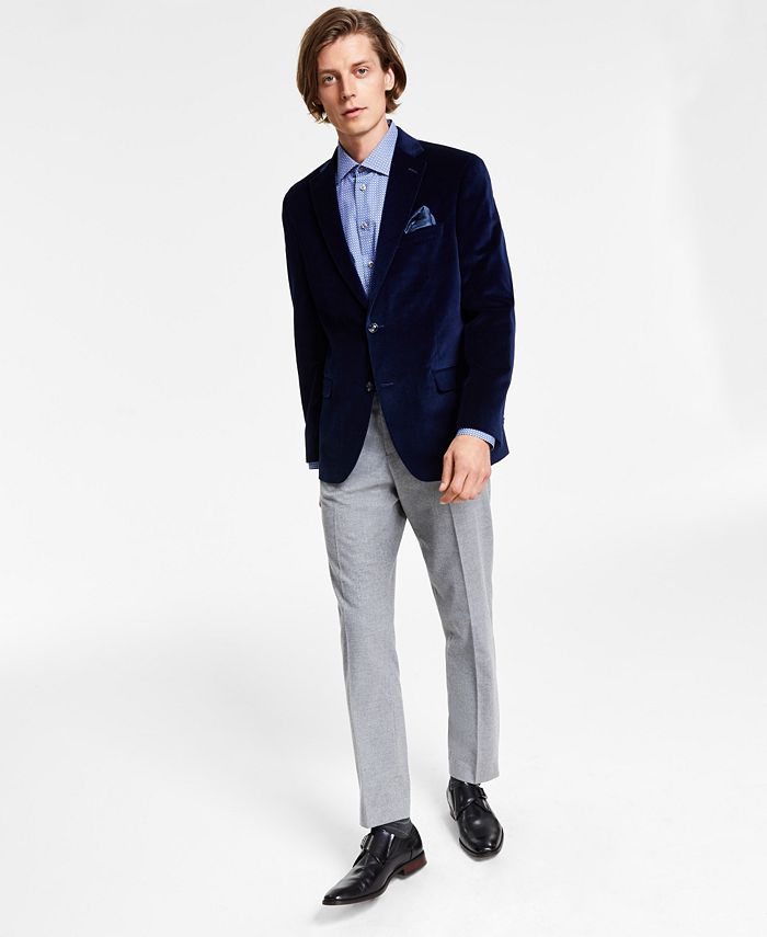 Alfani Men's Slim-Fit Solid Velvet Blazer Blue Size 38