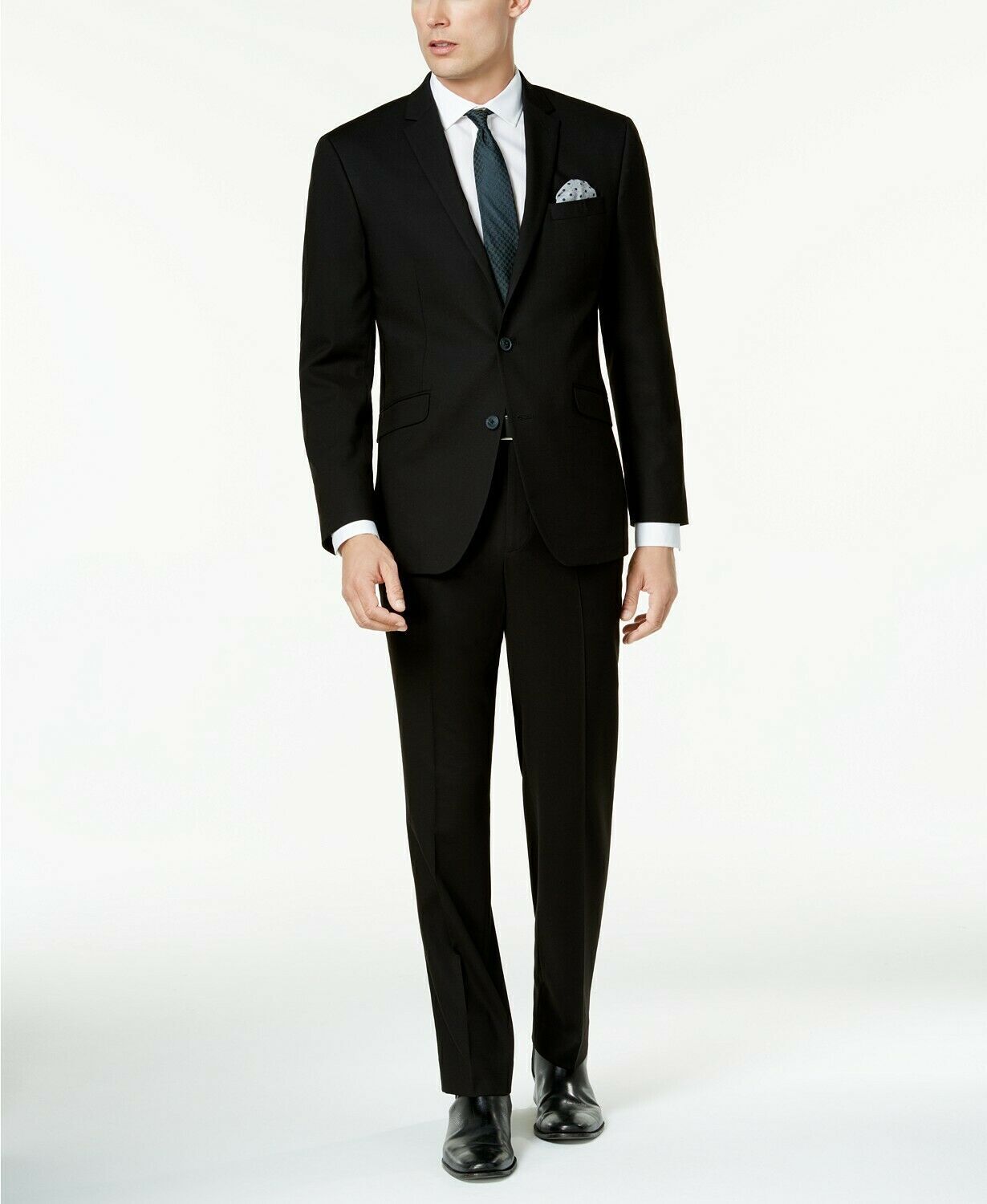 Kenneth Cole Reaction Men's Techni Cole Suit Separate Slim Fit Suit Jacket Black Size 44