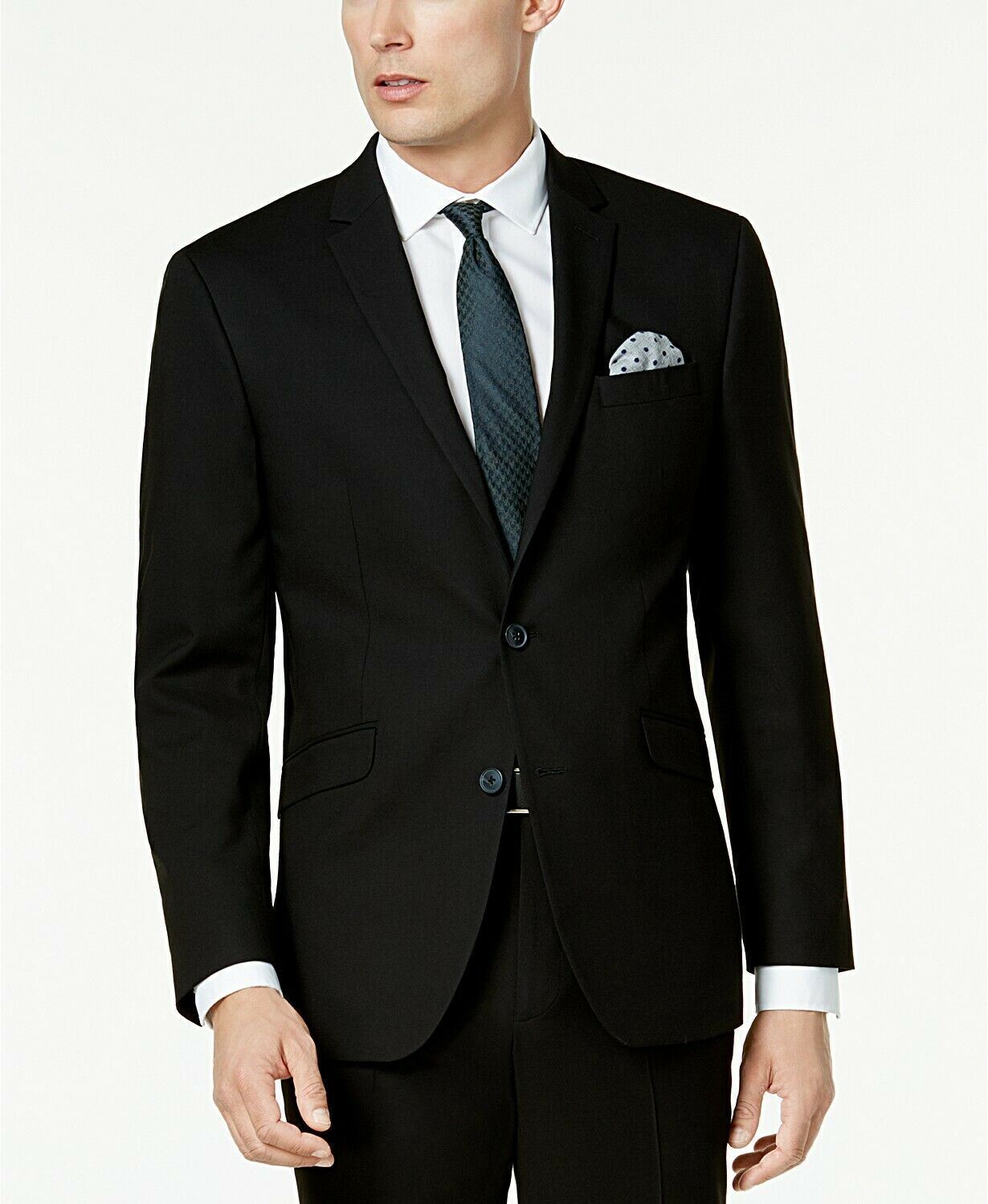 Kenneth Cole Reaction Men's Techni Cole Suit Separate Slim Fit Suit Jacket Black Size 44