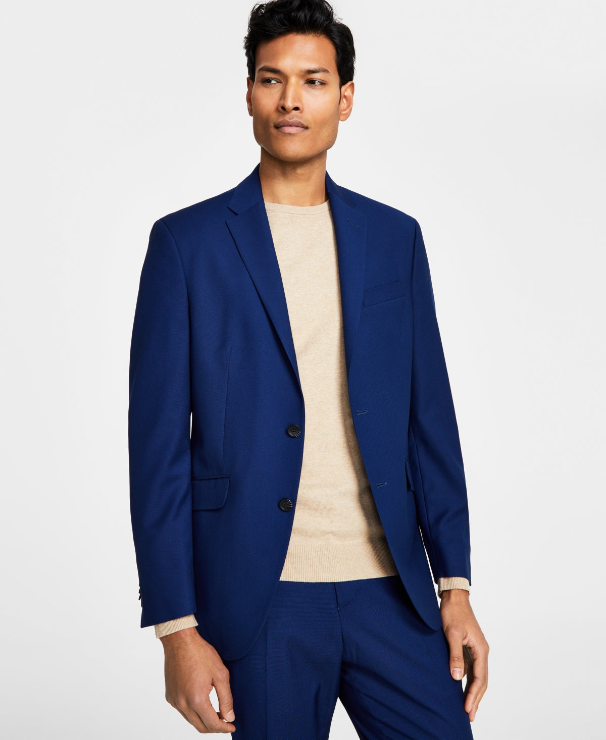 Kenneth Cole Reaction Men's Techni Cole Suit Separate Slim Fit Suit Jacket Blue Size 44