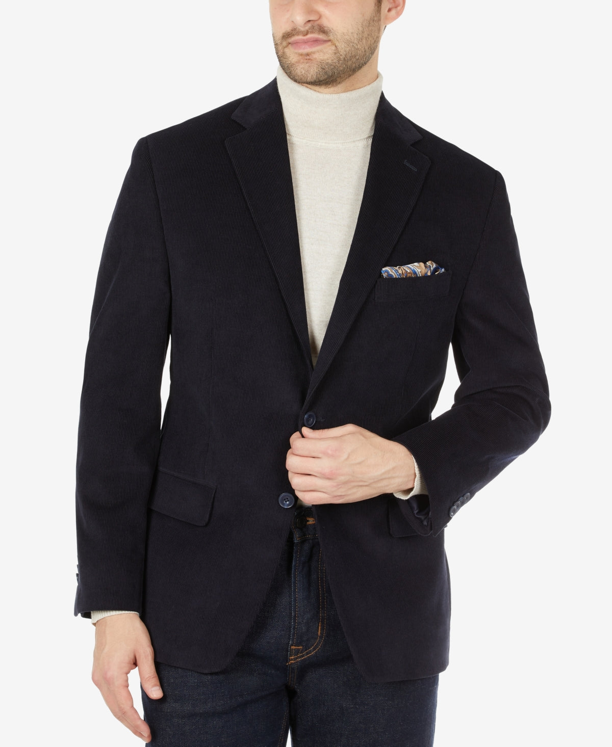 Michael Kors Men's Modern Fit Corduroy Blazer Blue Size 40