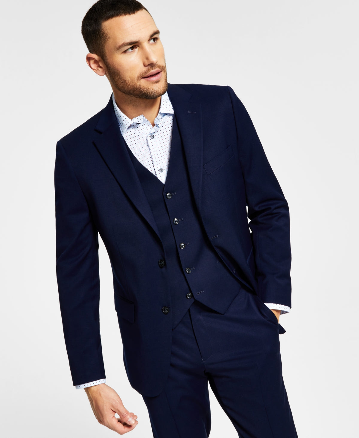 Tommy Hilfiger Men's Modern Fit Th Flex Stretch Solid Suit Jacket Blue Size 40