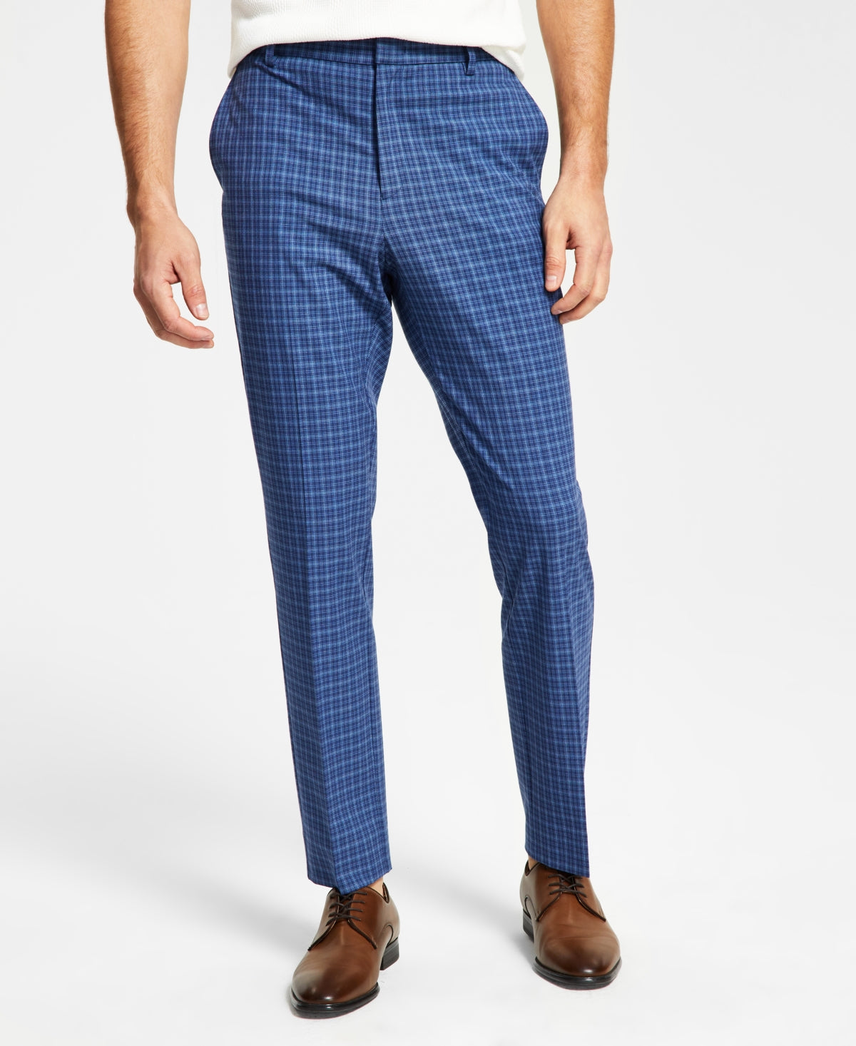 Tommy Hilfiger Men's Modern Fit Th Flex Stretch Check Performance Pants Blue Size 30X30