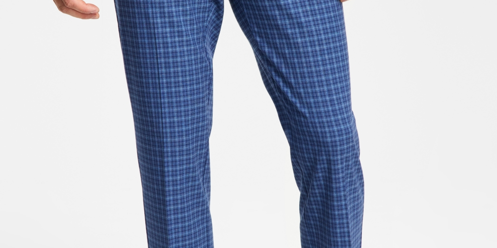 Tommy Hilfiger Men's Modern Fit Th Flex Stretch Check Performance Pants Blue Size 30X30