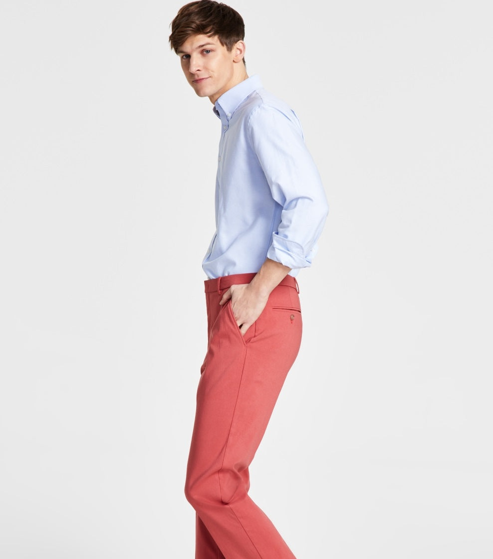 Tommy Hilfiger Men's Modern Fit Th Flex Stretch Comfort Pants Red Size 36X30