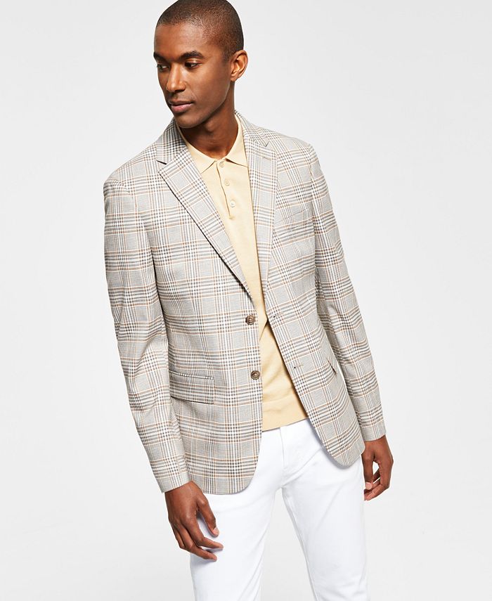Tommy Hilfiger Men's Modern Fit Plaid Blazer Brown Size 40