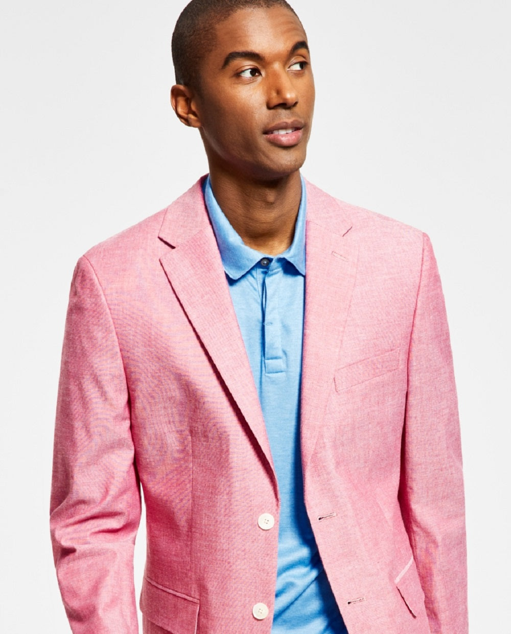 Tommy Hilfiger Men's Abstract Stripe Modern Fit Chambray Blazer Red Size 38