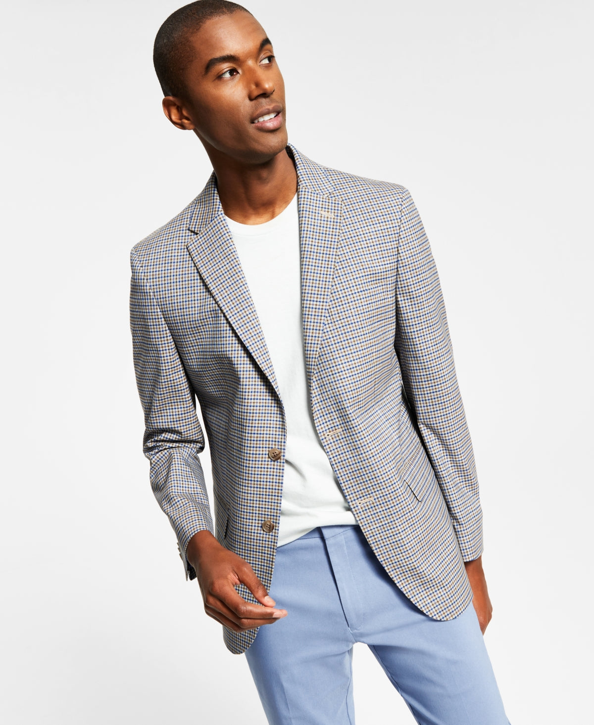 Tommy Hilfiger Men's Modern Fit Check Blazer Gray Size 42