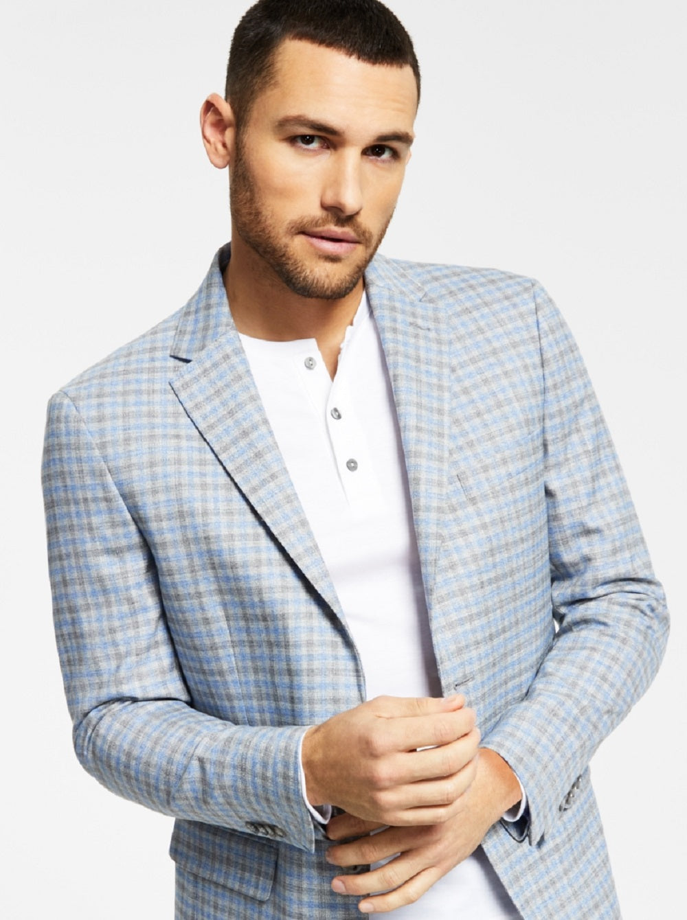 Tommy Hilfiger Men's Modern Fit Check Blazer Gray Size 36