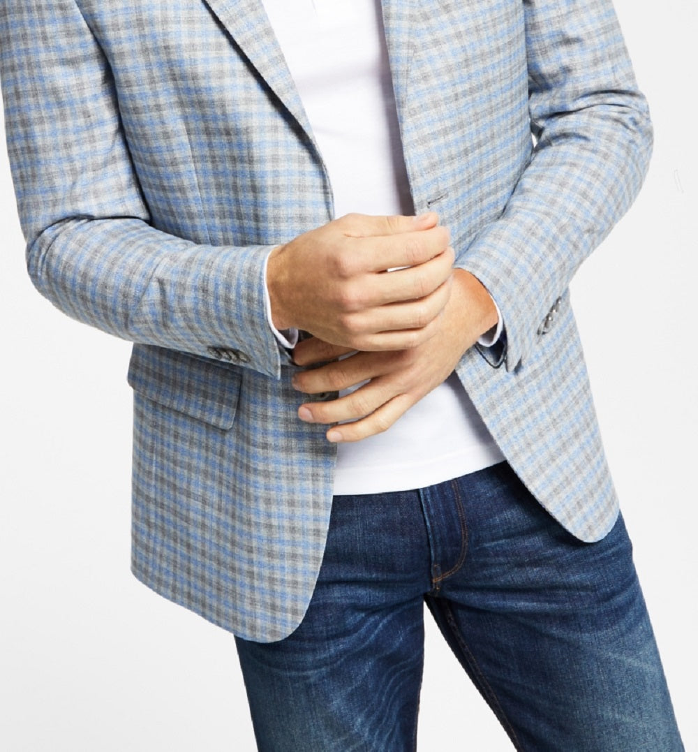 Tommy Hilfiger Men's Modern Fit Check Blazer Gray Size 36