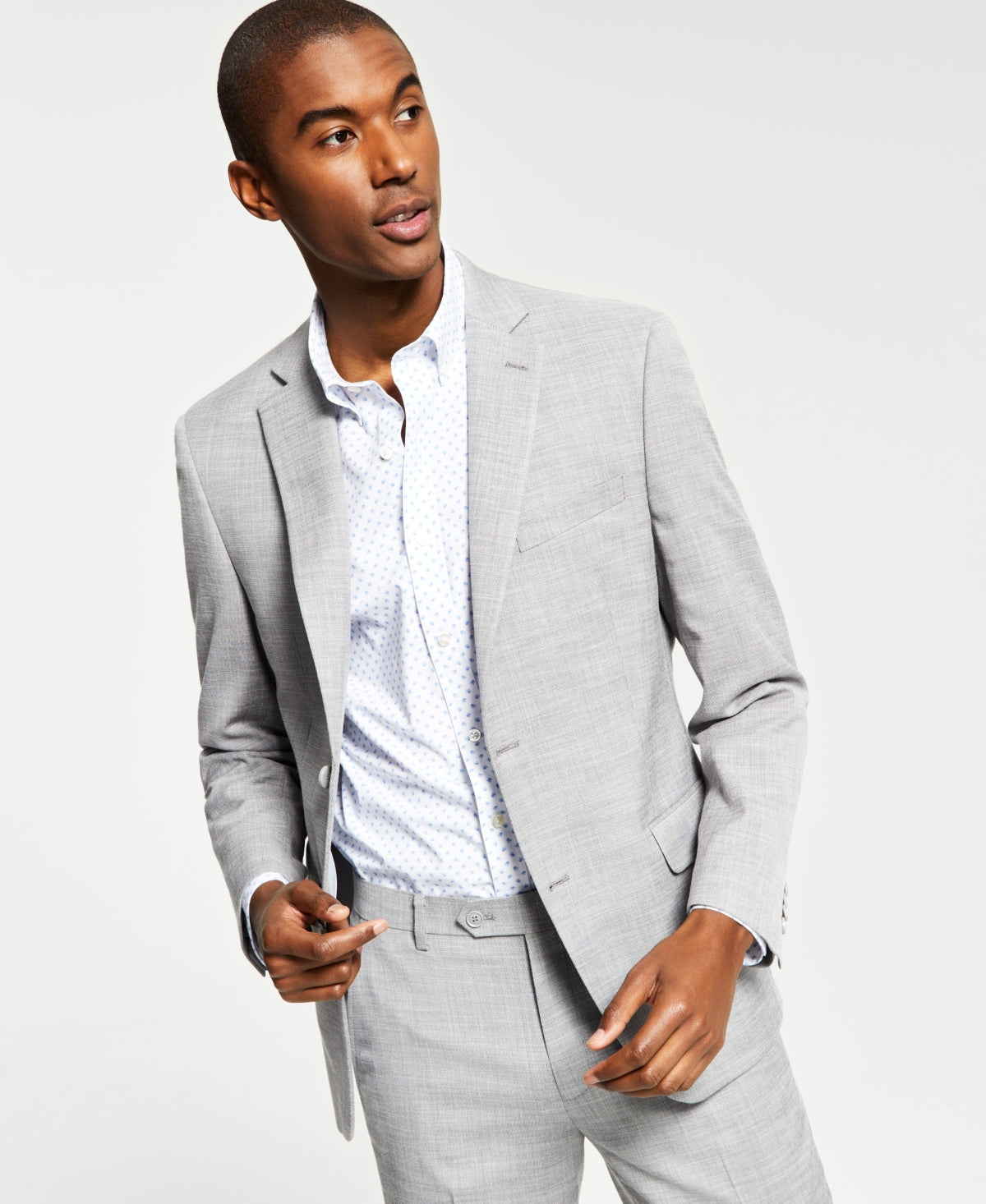 Alfani Men's Slim Fit Solid Knit Suit Jacket Gray Size 42