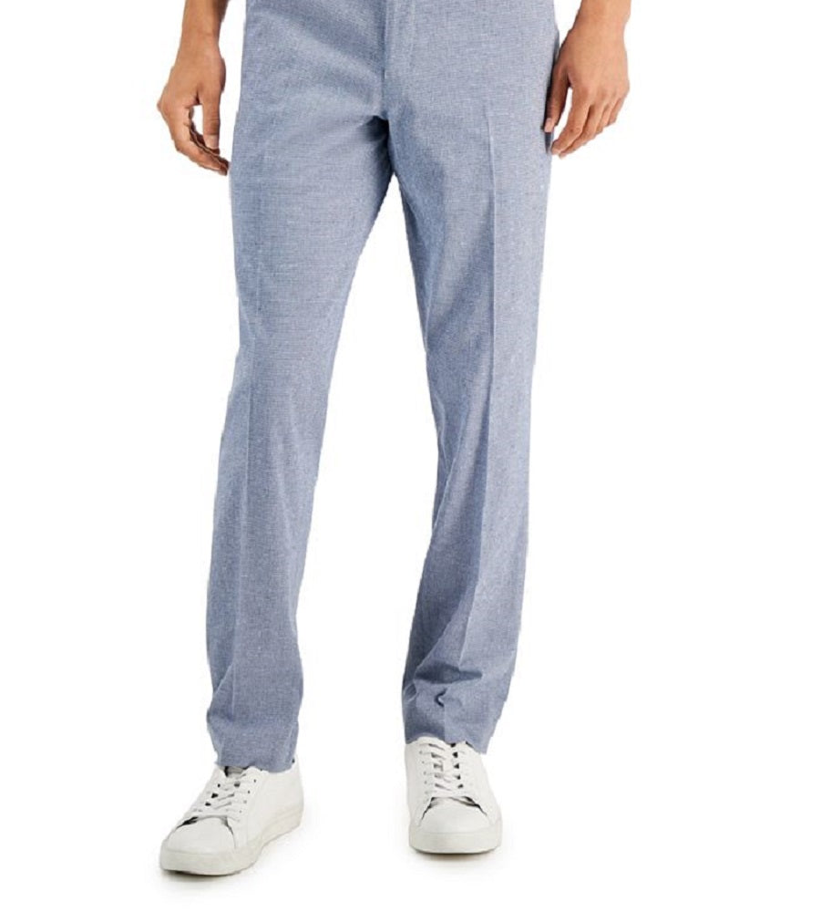 Alfani Men's Slim Fit Seersucker Check Suit Separate Pants Blue Size 36X32