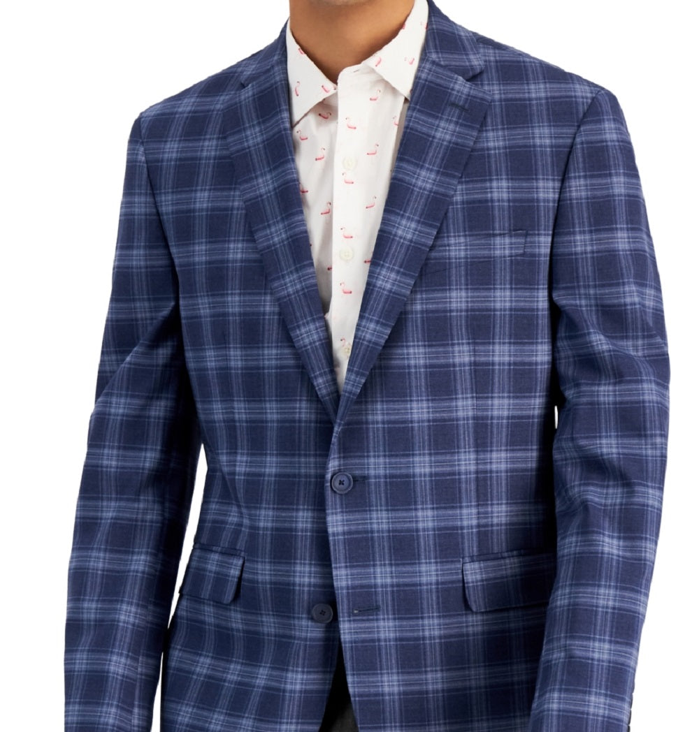 Bar III Men's Slim Fit Patterned Blazer Blue Size 44