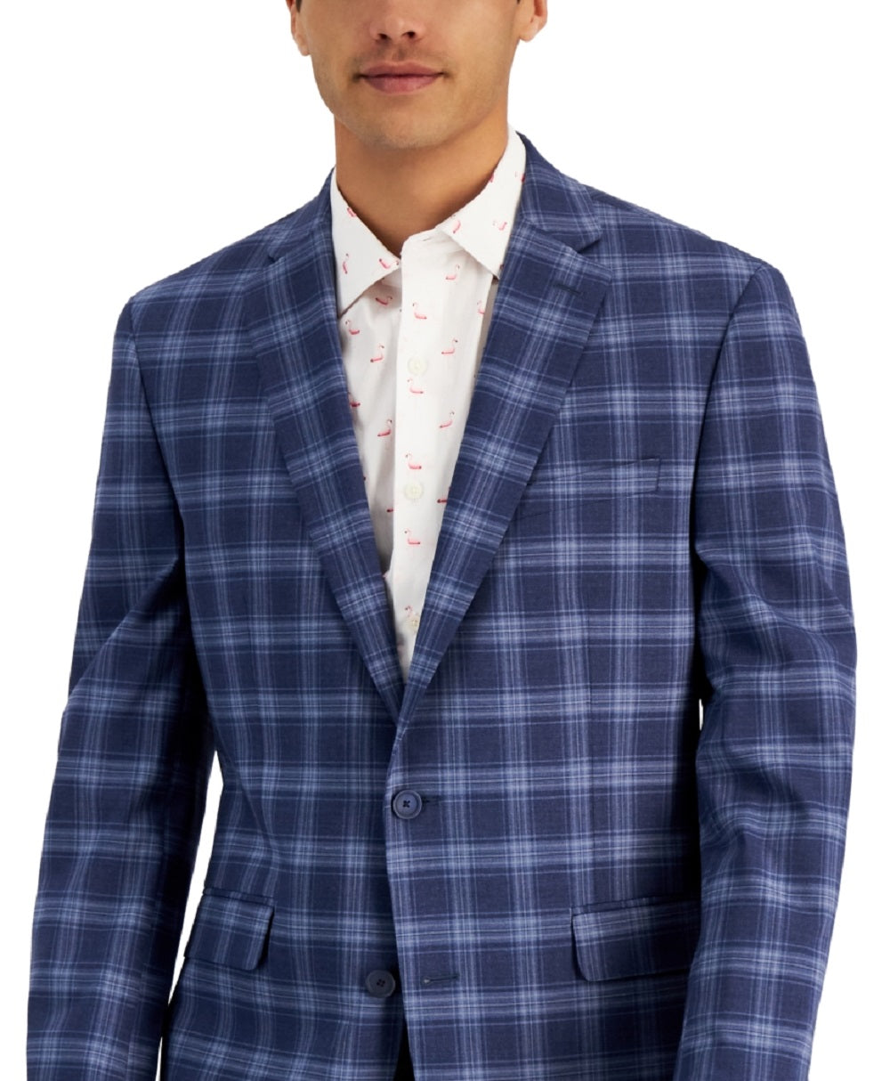 Bar III Men's Slim Fit Patterned Blazer Blue Size 46