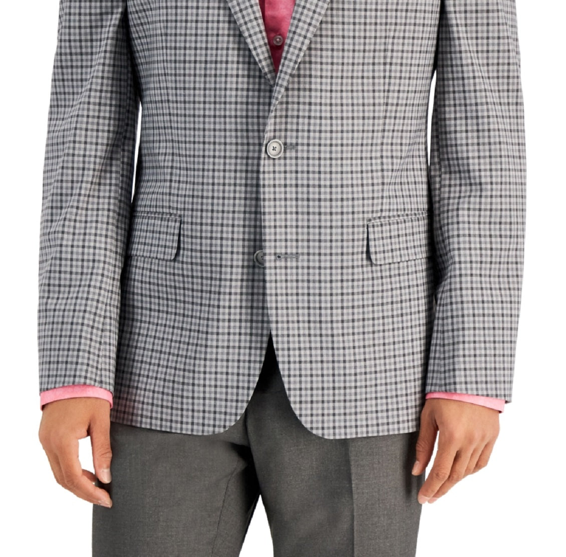Bar III Men's Slim Fit Patterned Blazer Gray Size 46