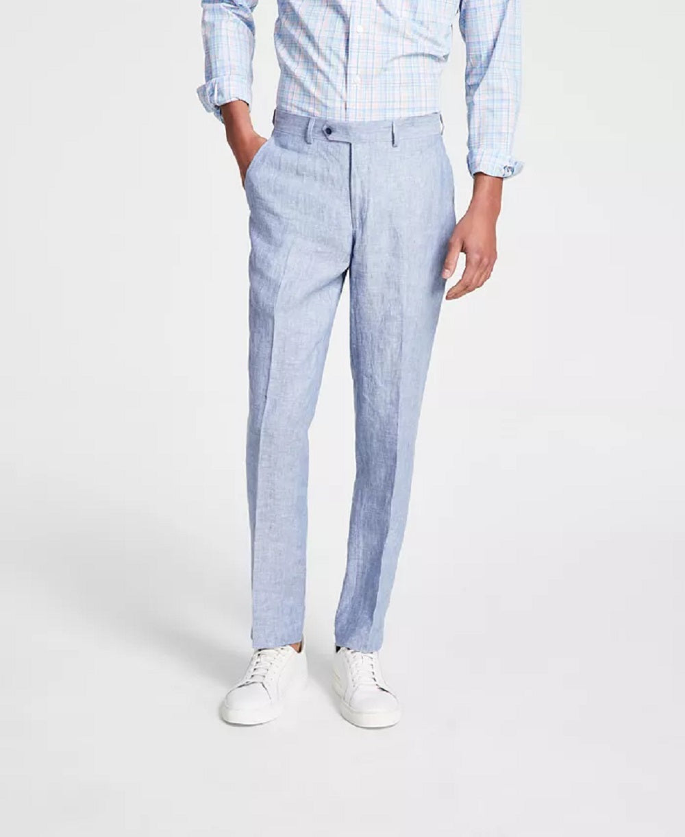 Bar III Men's Slim Fit Linen Suit Pants Blue Size 36X30