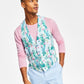 Bar III Men's Slim Fit Floral Print Suit Vest Blue Size Small