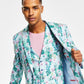 Bar III Men's Slim Fit Floral Print Suit Jacket Blue Size 44