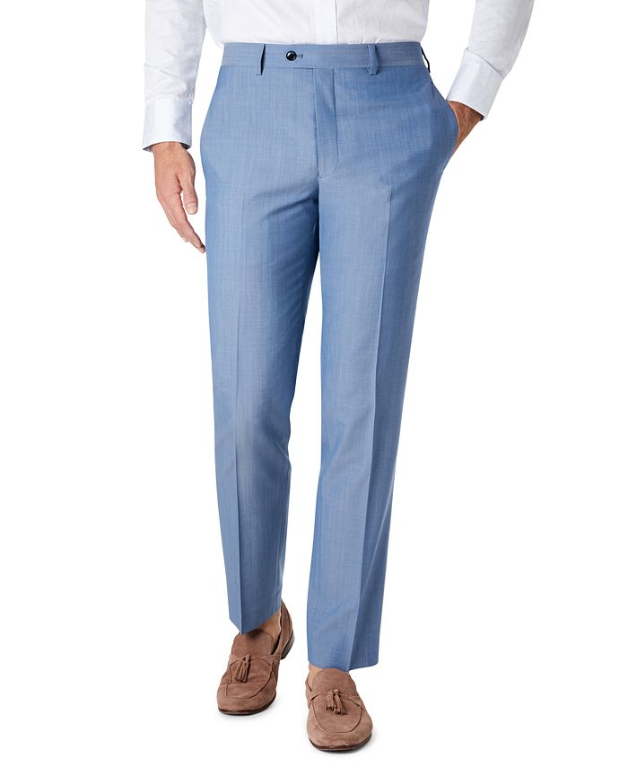 Tallia Men's Slim Fit Chambray Suit Separate Pant Blue Size 30X30