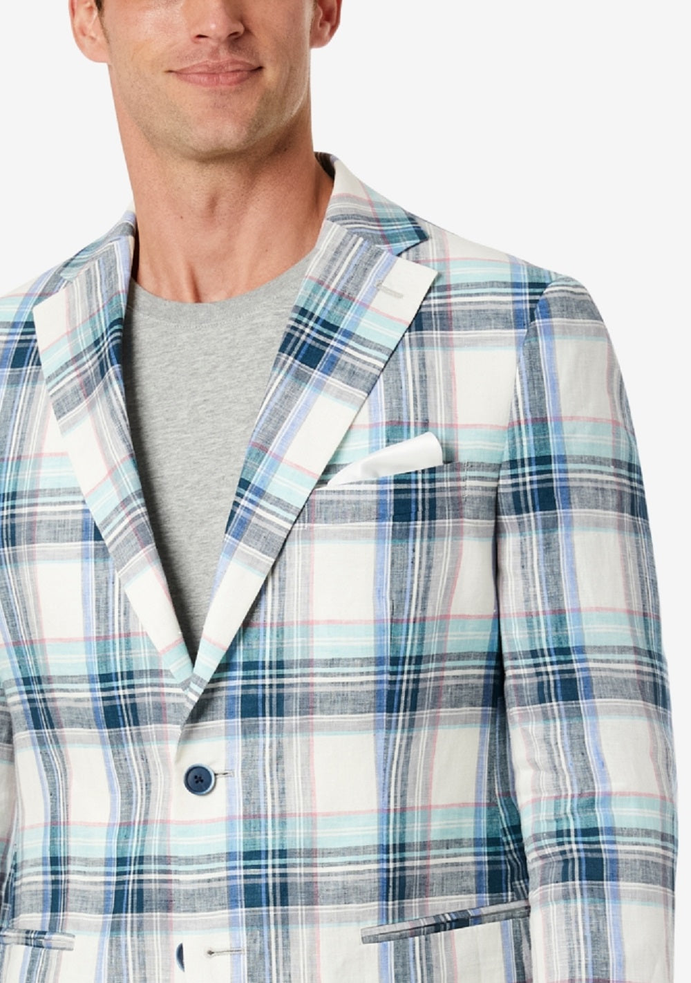Tallia Men's Slim Fit Multicolor Plaid Blazer Blue Size 38