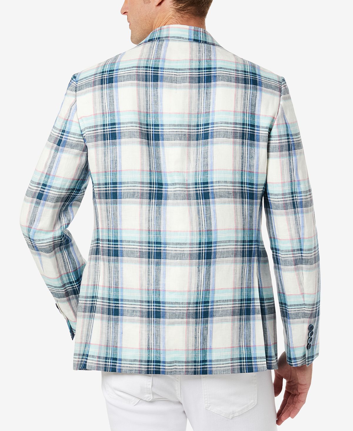 Tallia Men's Slim Fit Multicolor Plaid Blazer Blue Size 46