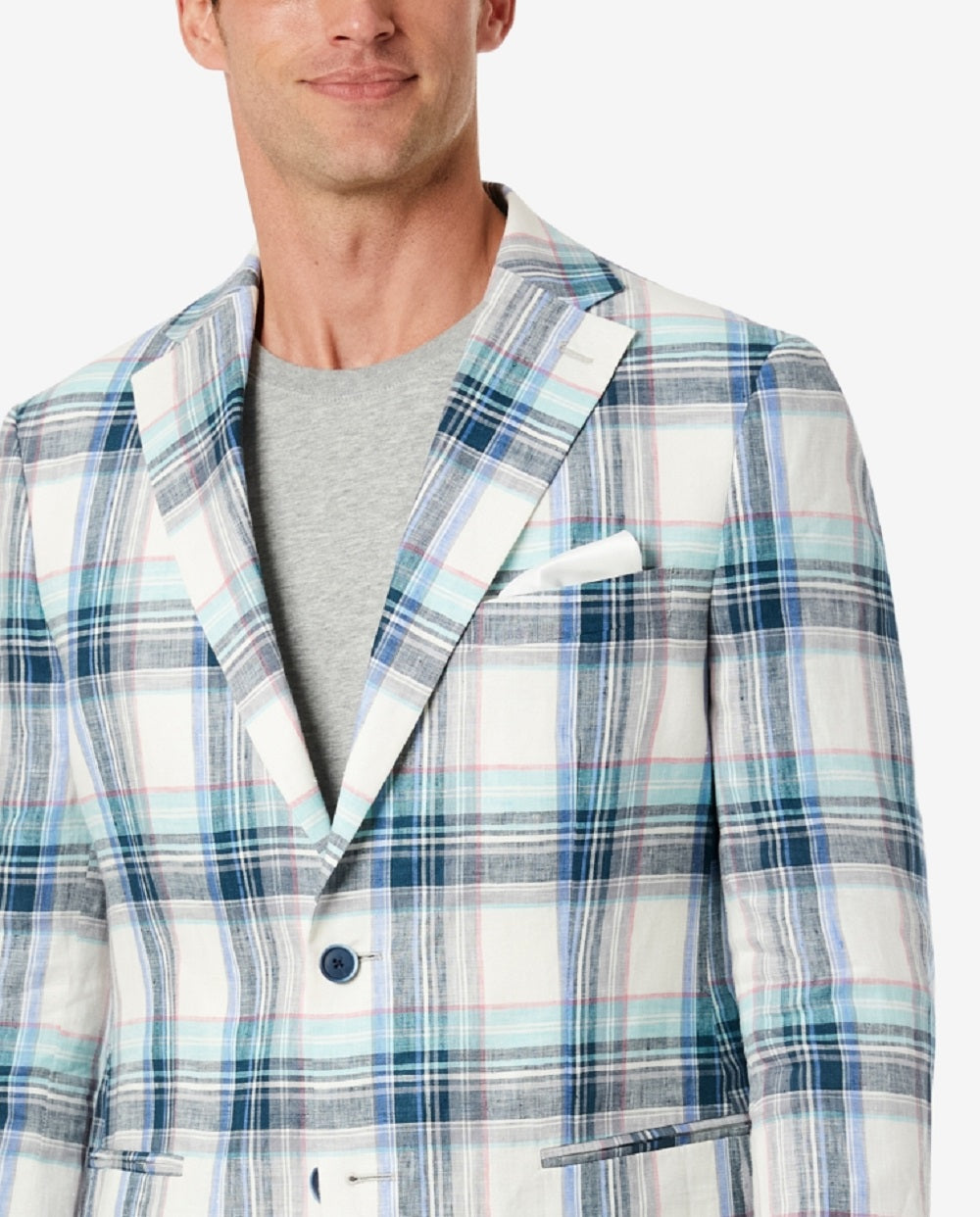 Tallia Men's Slim Fit Multicolor Plaid Blazer Blue Size 46
