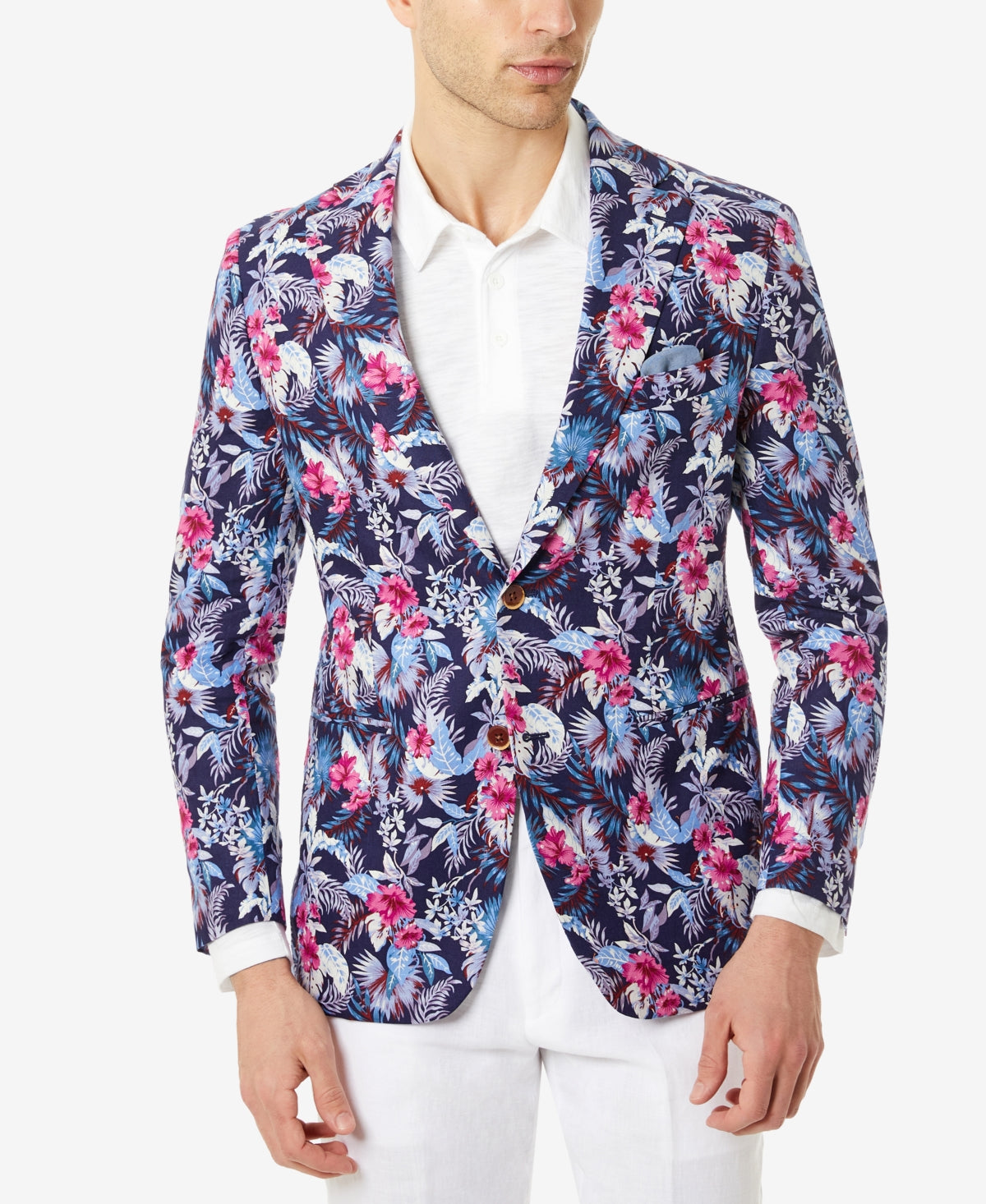 Tallia Men's Slim Fit Floral Blazer Blue Size 46