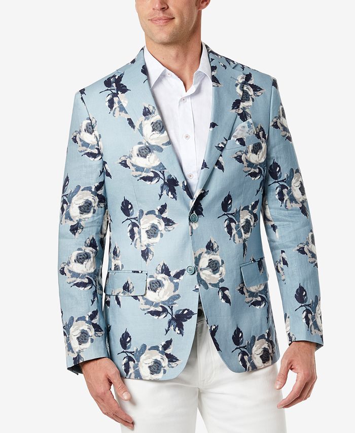 Tallia Men's Slim Fit Floral Blazer Blue Size 44