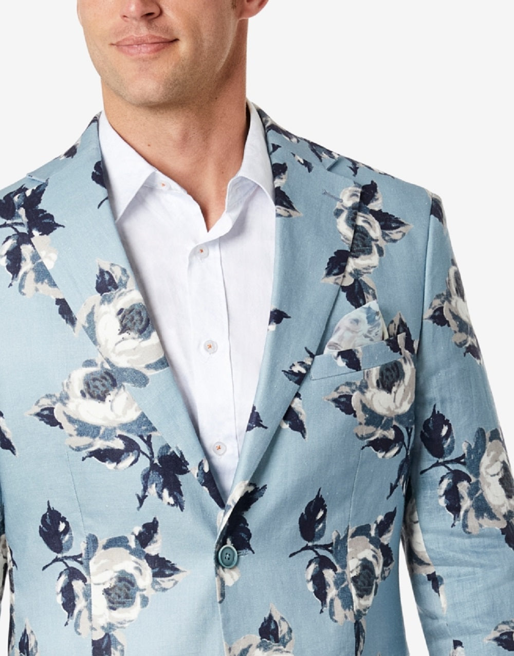 Tallia Men's Slim Fit Blue Floral Blazer Blue Size 46