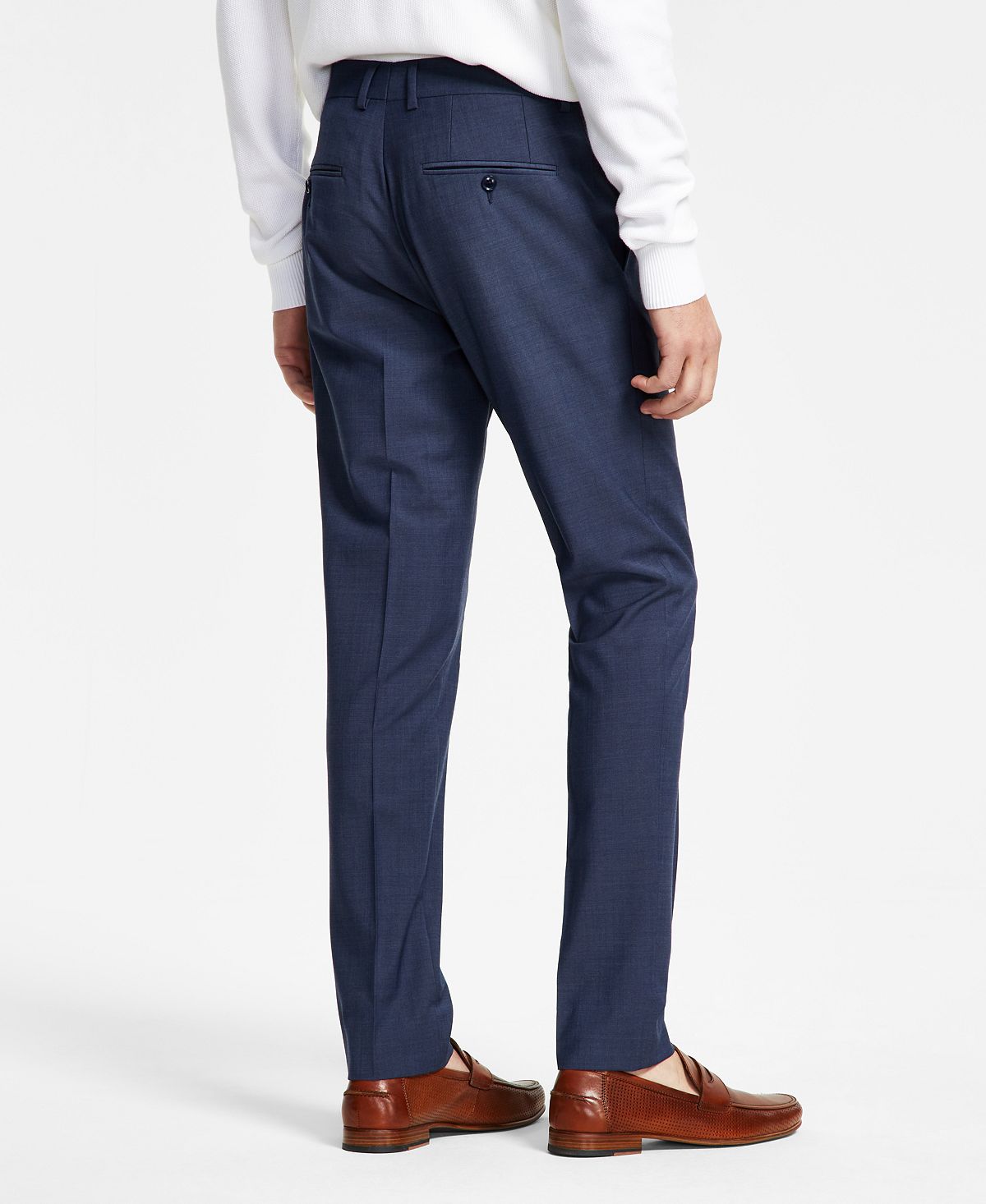 Bar III Men's Slim Fit Solid Suit Pants Blue Size 32X34