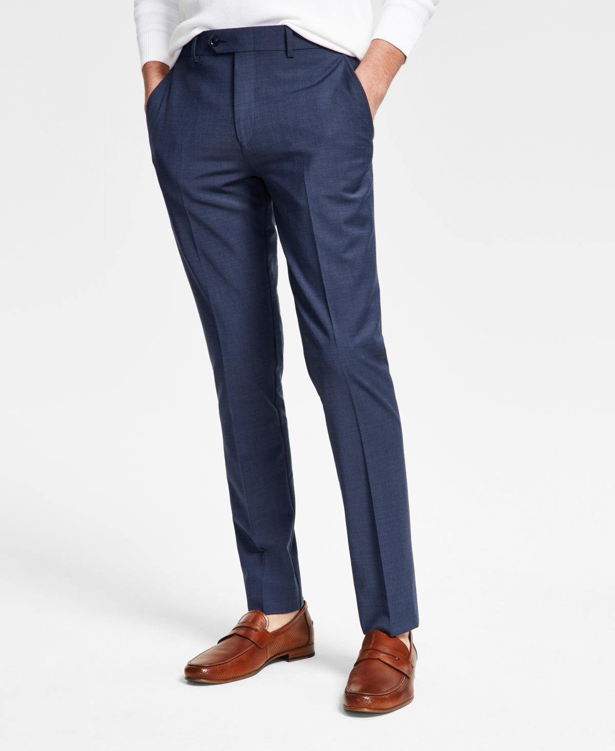Bar III Men's Slim Fit Solid Suit Pants Blue Size 38X30