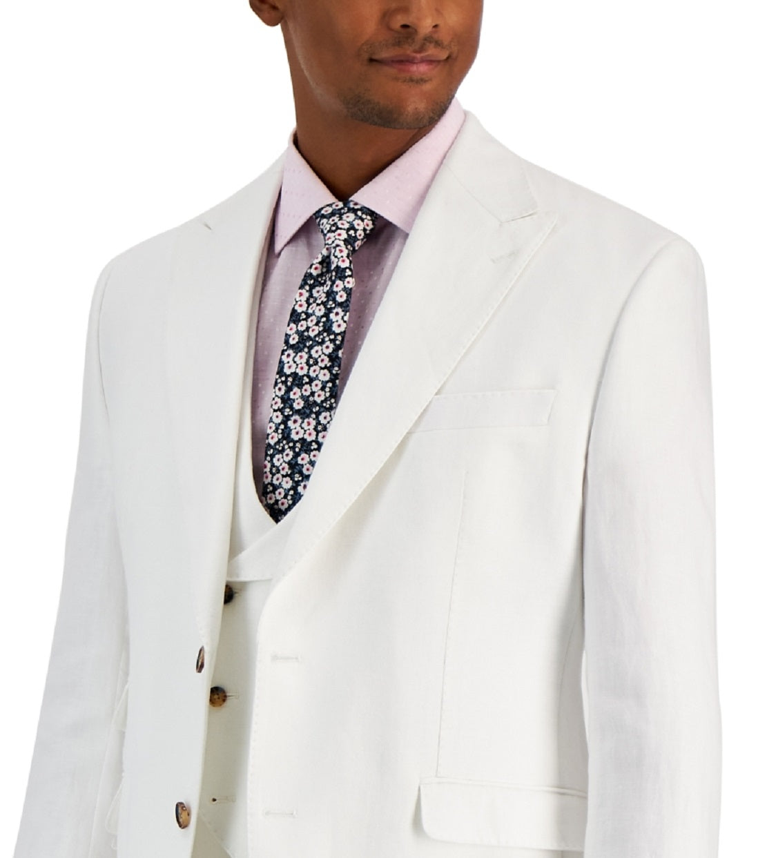 Tayion Collection Men's Classic Fit Solid Suit Jacket White Size 46